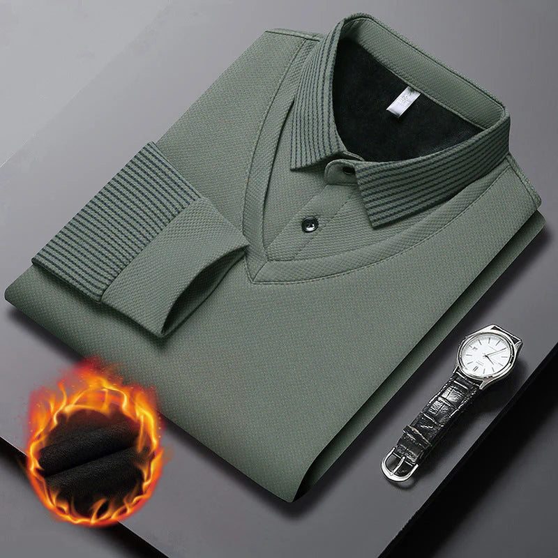 Casual tweedelig poloshirt met lange mouwen voor heren