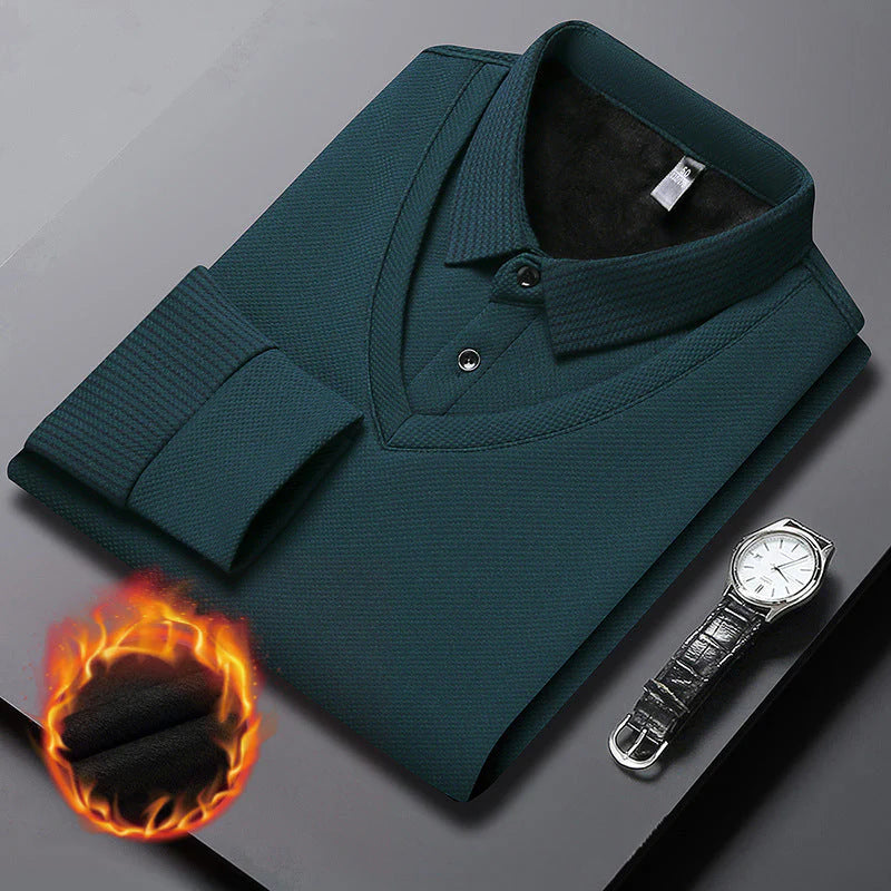 Casual tweedelig poloshirt met lange mouwen voor heren