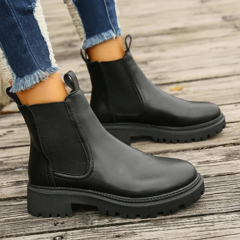 Dames Chelsea Boots van Leer met Treklussen