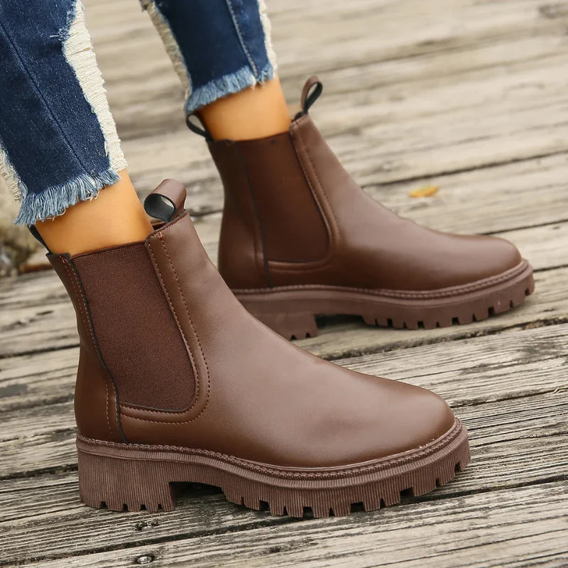 Dames Chelsea Boots van Leer met Treklussen