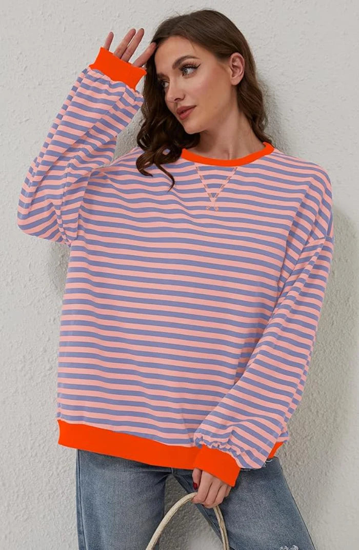 Oversized crewneck met strepen voor dames