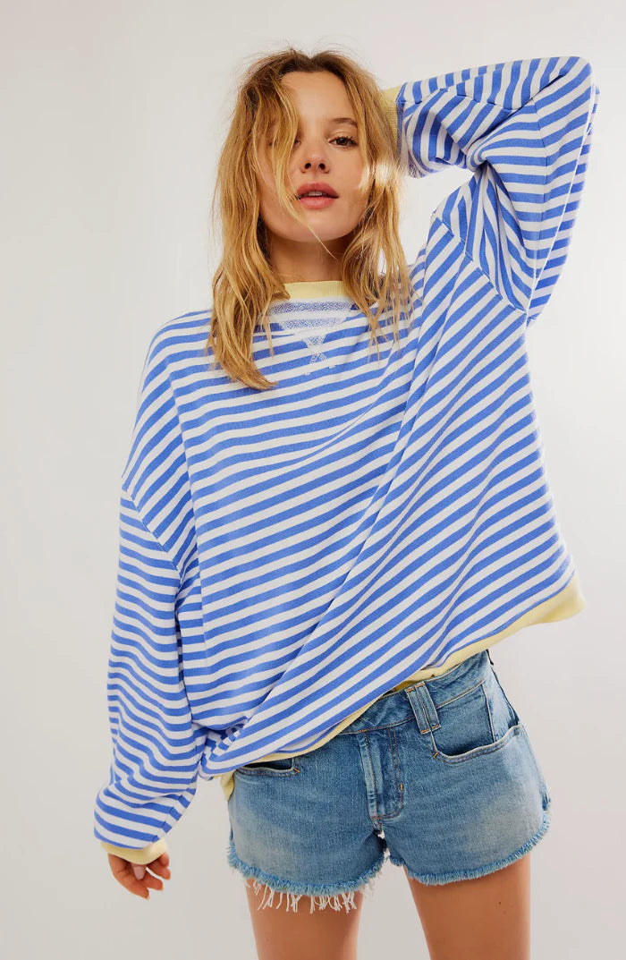 Oversized crewneck met strepen voor dames