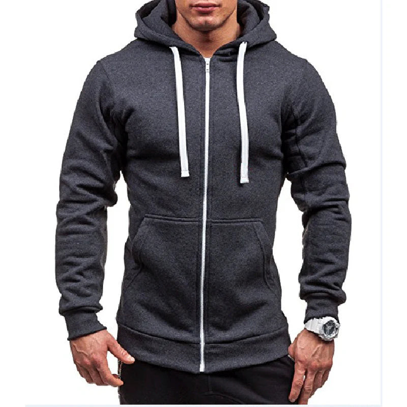 Heren hoodie | winddicht met rits fleece