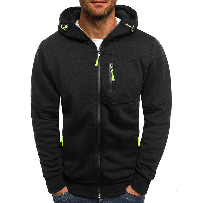 Heren hoodie | Capuchon met rits en fleece