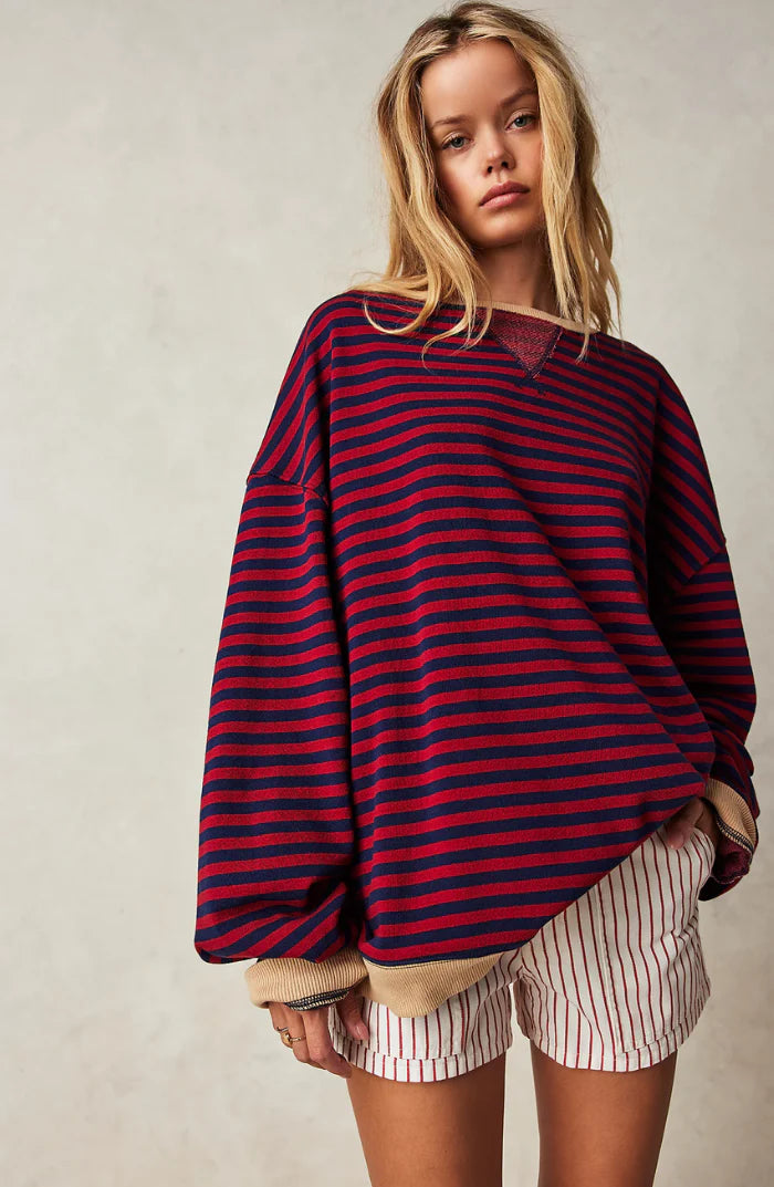 Oversized crewneck met strepen voor dames