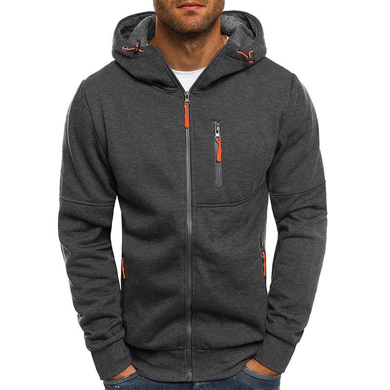 Heren hoodie | Capuchon met rits en fleece