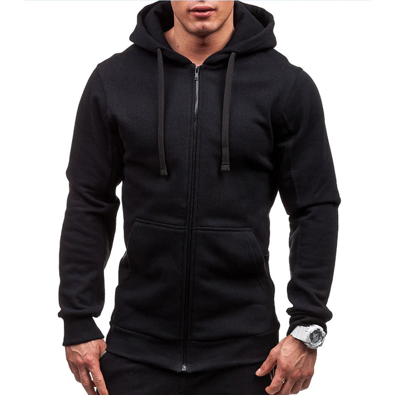 Heren hoodie | winddicht met rits fleece