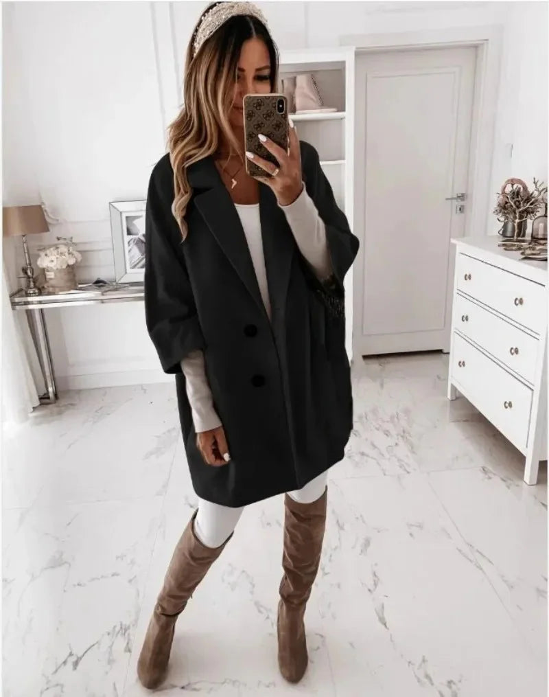 Oversized Trenchcoat Dames met Dubbele Knoopsluiting en Relaxte Pasvorm