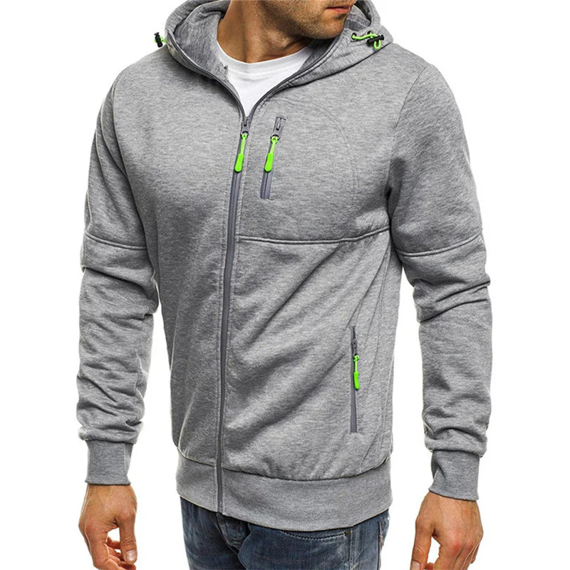 Heren hoodie | Capuchon met rits en fleece