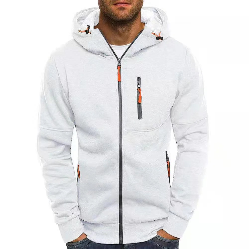 Heren hoodie | Capuchon met rits en fleece