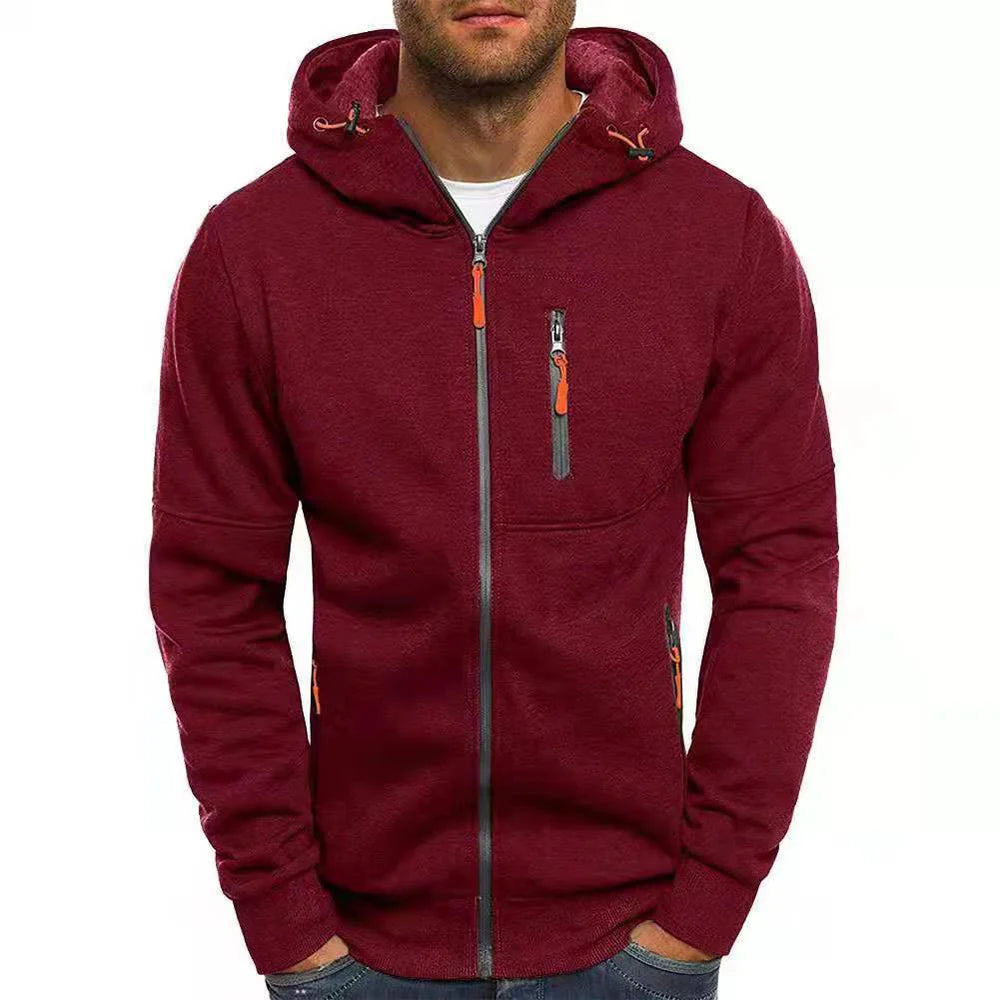 Heren hoodie | Capuchon met rits en fleece