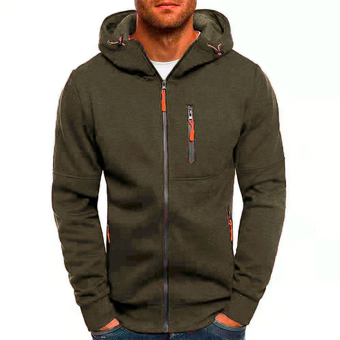 Heren hoodie | Capuchon met rits en fleece