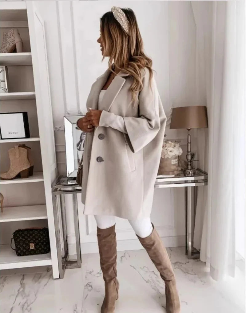 Oversized Trenchcoat Dames met Dubbele Knoopsluiting en Relaxte Pasvorm