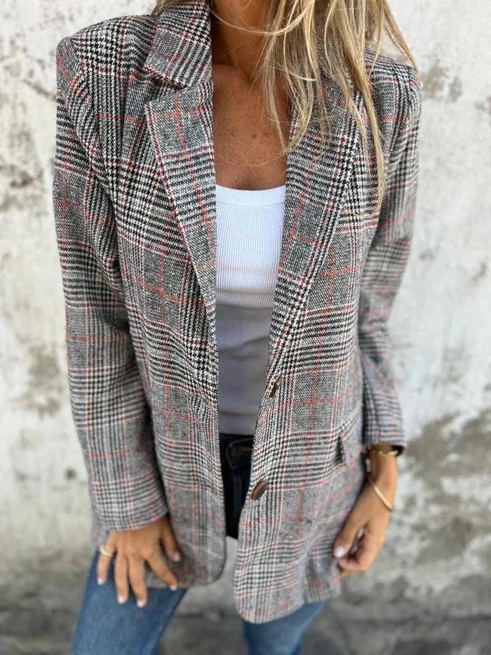 Stijlvolle Geruite Blazer voor Herfst & Winter