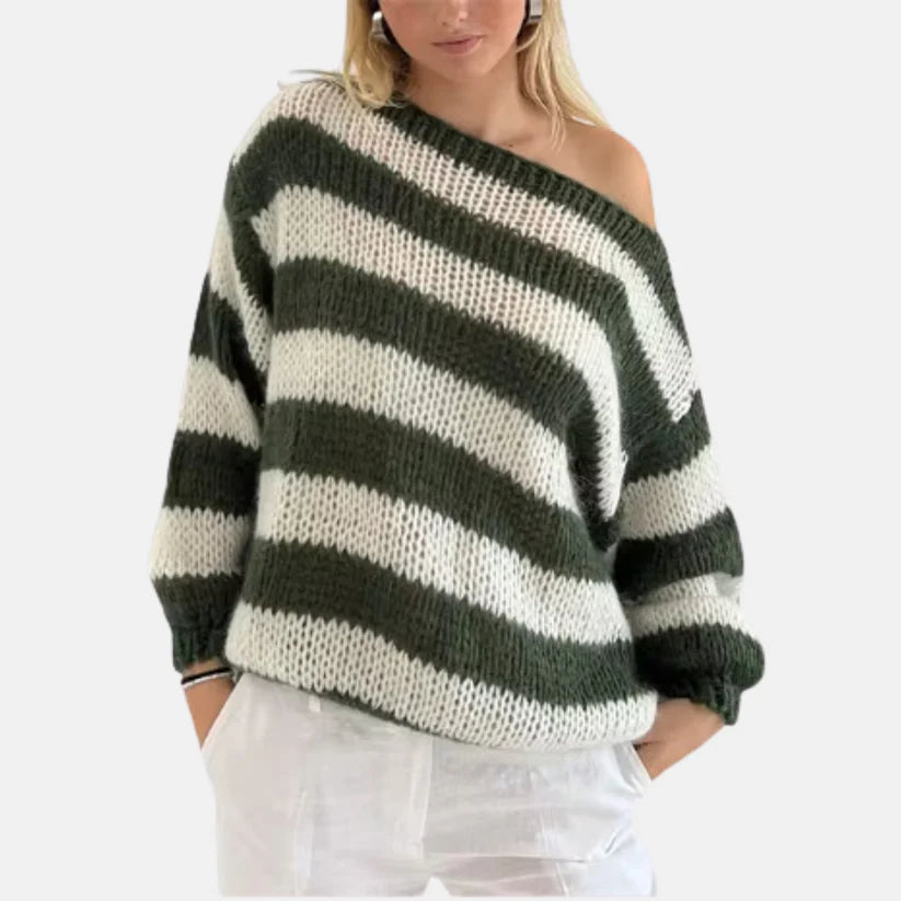 Gestreepte knit herfst trui voor vrouwen