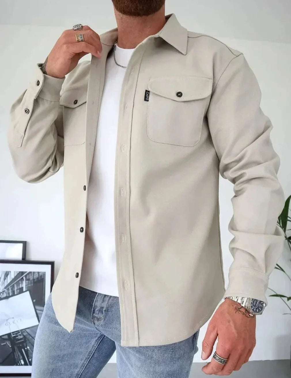 Casual overshirt met borstzakken voor heren