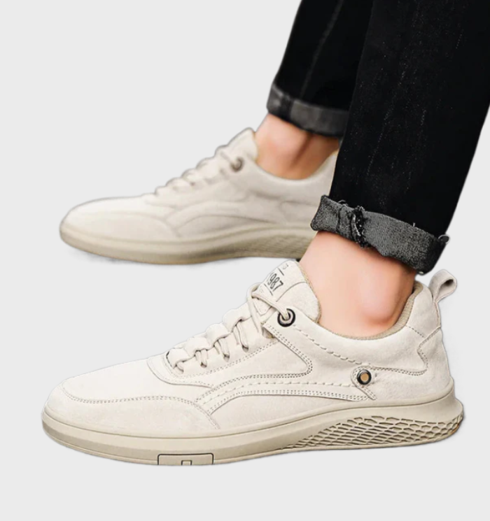 Echt lederen herensneakers in vetertrend, perfect voor dagelijks gebruik