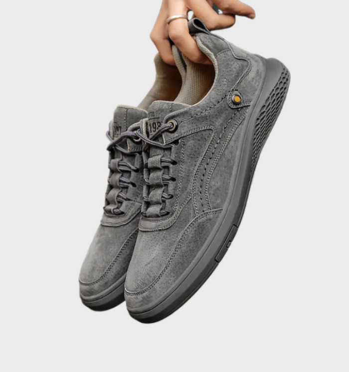 Echt lederen herensneakers in vetertrend, perfect voor dagelijks gebruik