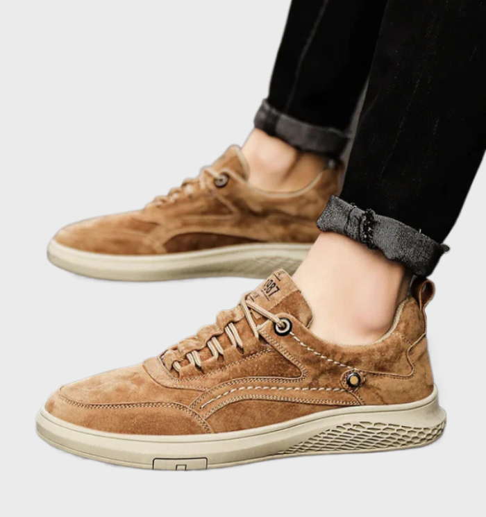 Echt lederen herensneakers in vetertrend, perfect voor dagelijks gebruik