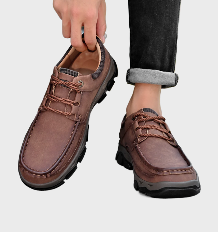 comfortabele en duurzame slip-on, anti-slip leren loafers voor mannen met een hand stiksel