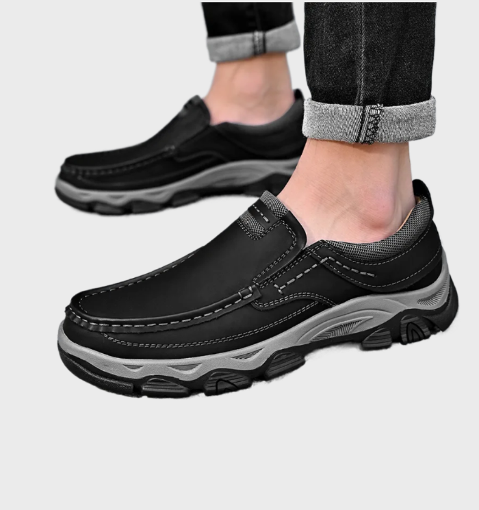 comfortabele en duurzame slip-on, anti-slip leren loafers voor mannen met een hand stiksel