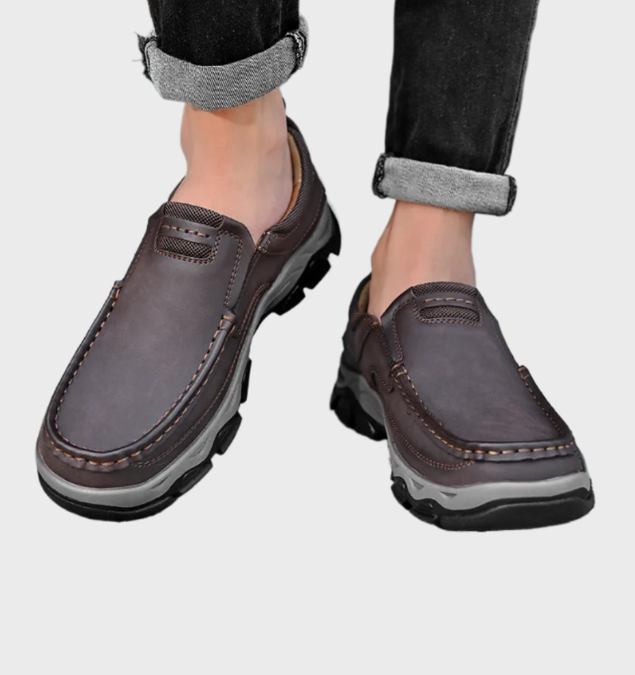 comfortabele en duurzame slip-on, anti-slip leren loafers voor mannen met een hand stiksel