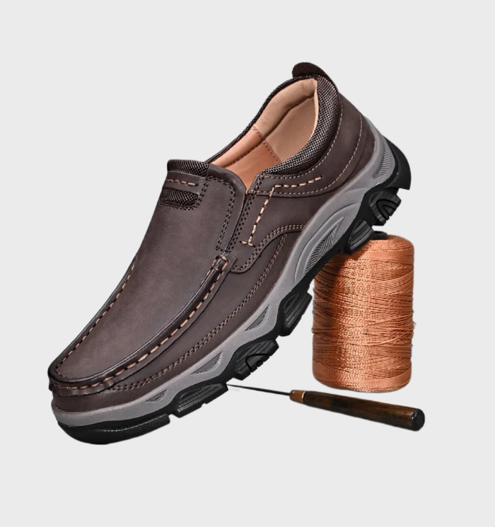 comfortabele en duurzame slip-on, anti-slip leren loafers voor mannen met een hand stiksel