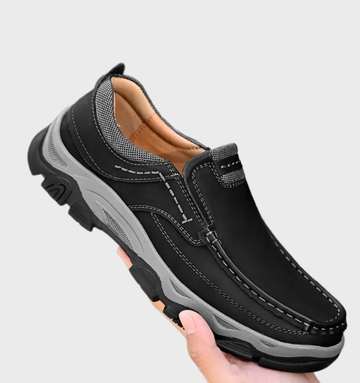 comfortabele en duurzame slip-on, anti-slip leren loafers voor mannen met een hand stiksel