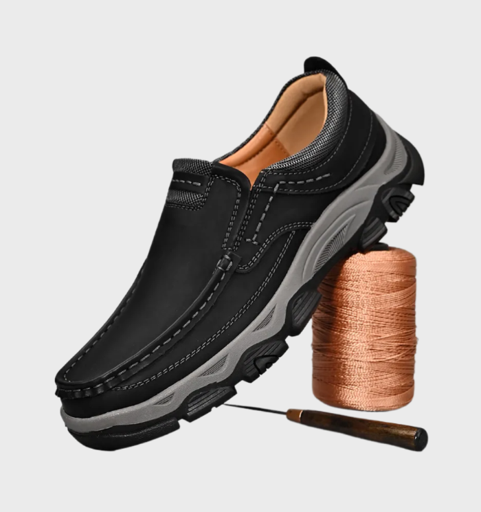 comfortabele en duurzame slip-on, anti-slip leren loafers voor mannen met een hand stiksel