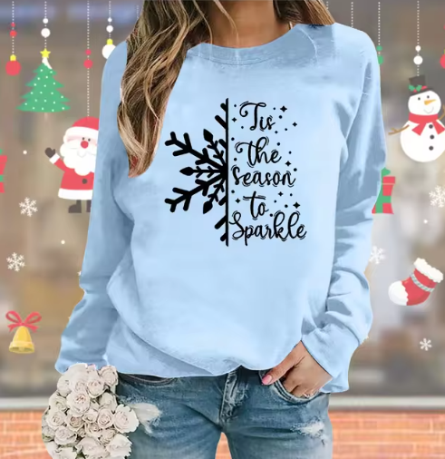 Kerst Sweater Dames – 'Tis the Season to Sparkle' – Kersttrui met Sneeuwvlok Design