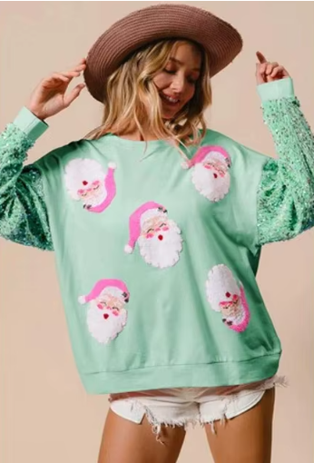 Kersttrui Dames – Santa Claus Print – Feestelijke en Comfortabele Sweater