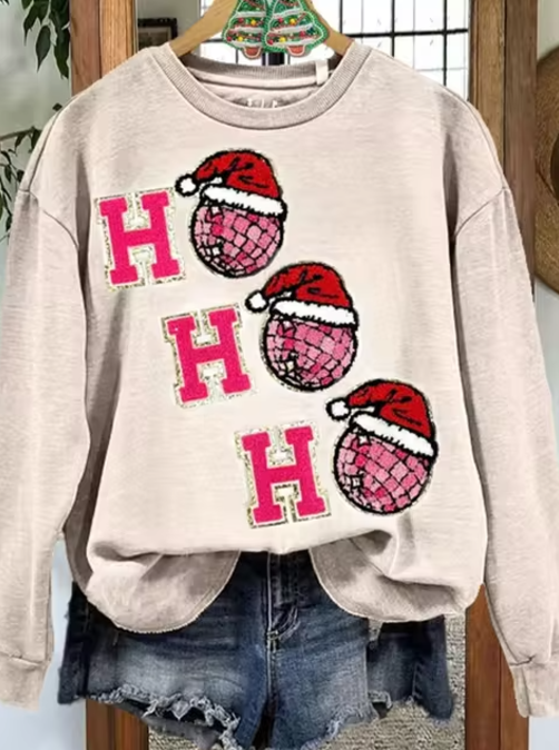 Kersttrui met Schattige Kerstman Print –  Dames Sweatshirt