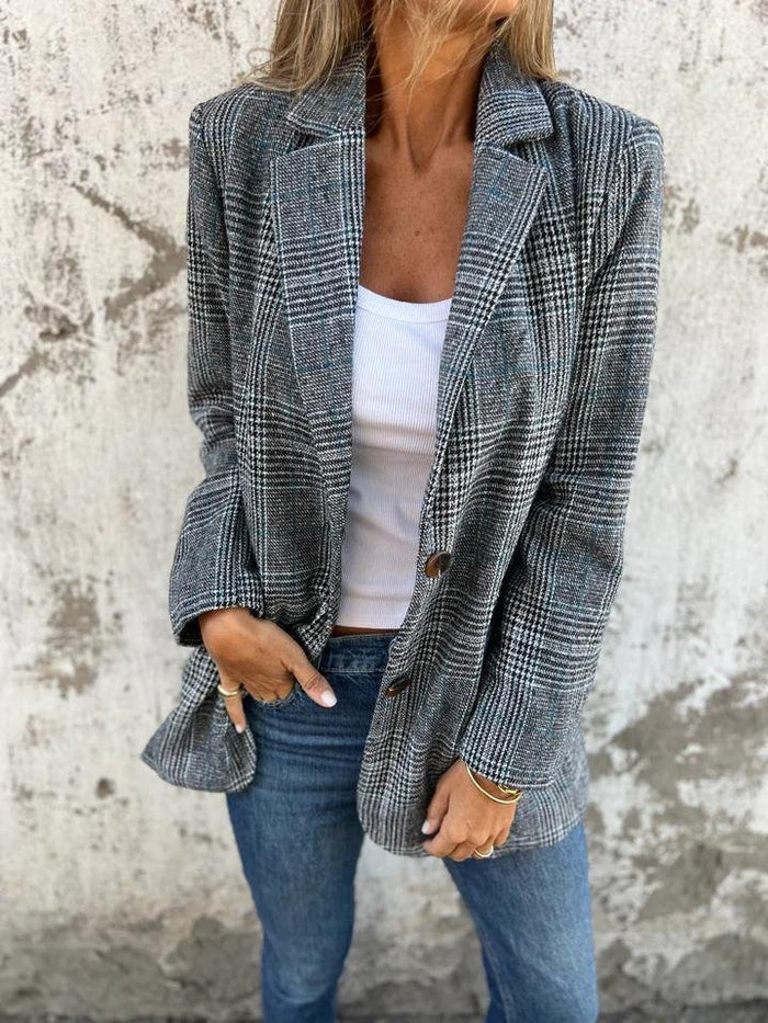 Stijlvolle Geruite Blazer voor Herfst & Winter