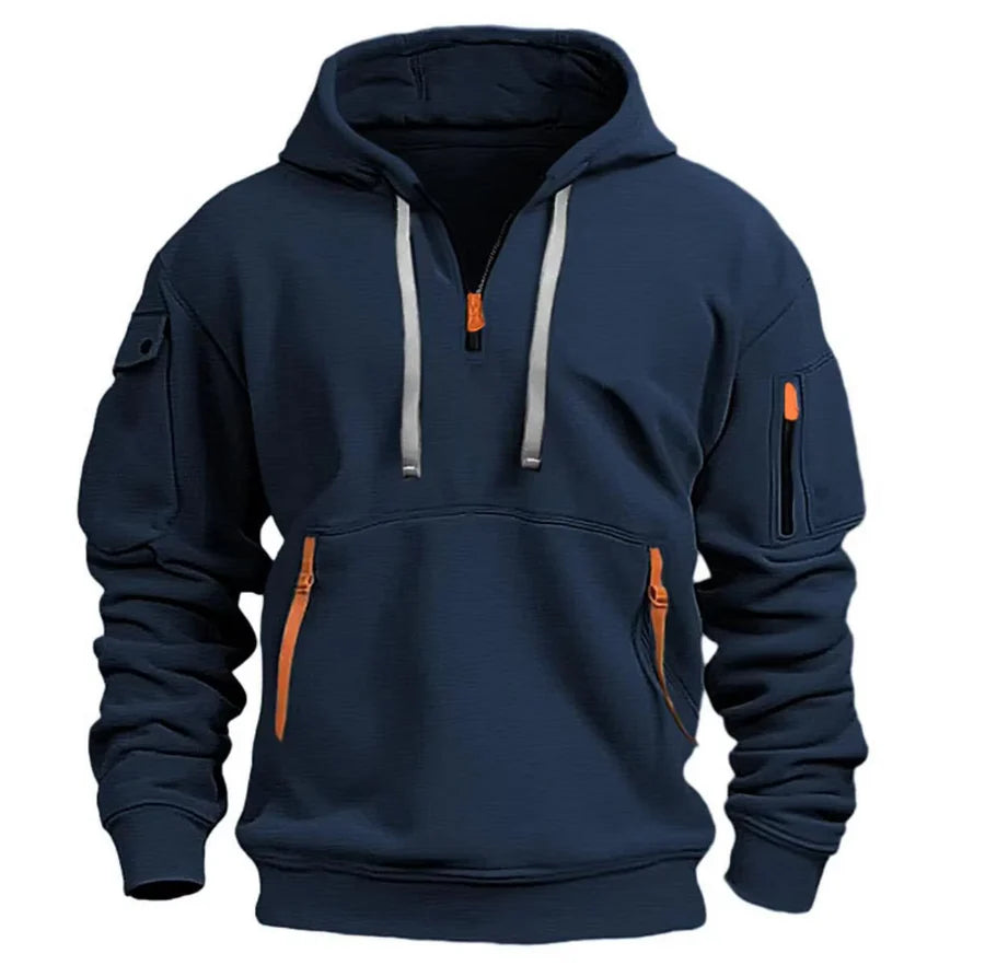 Heren hoodie met capuchon en ritsen